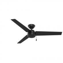Hunter 59264 - Hunter 52 inch Cassius Matte Black Damp Rated Ceiling Fan and Pull Chain
